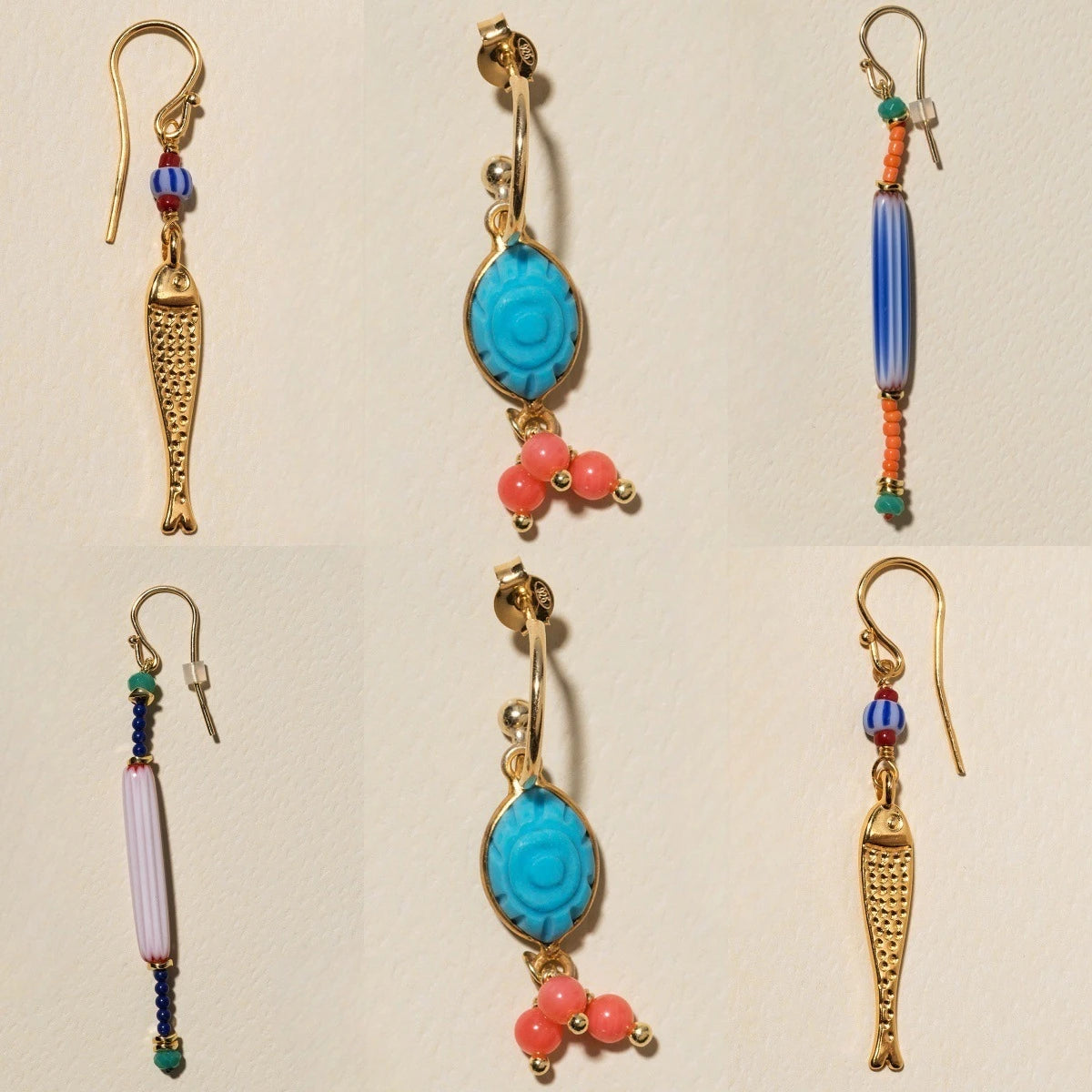 Stainless steel fashionable small fish plated with 18k gold, niche ins style earrings with color retention