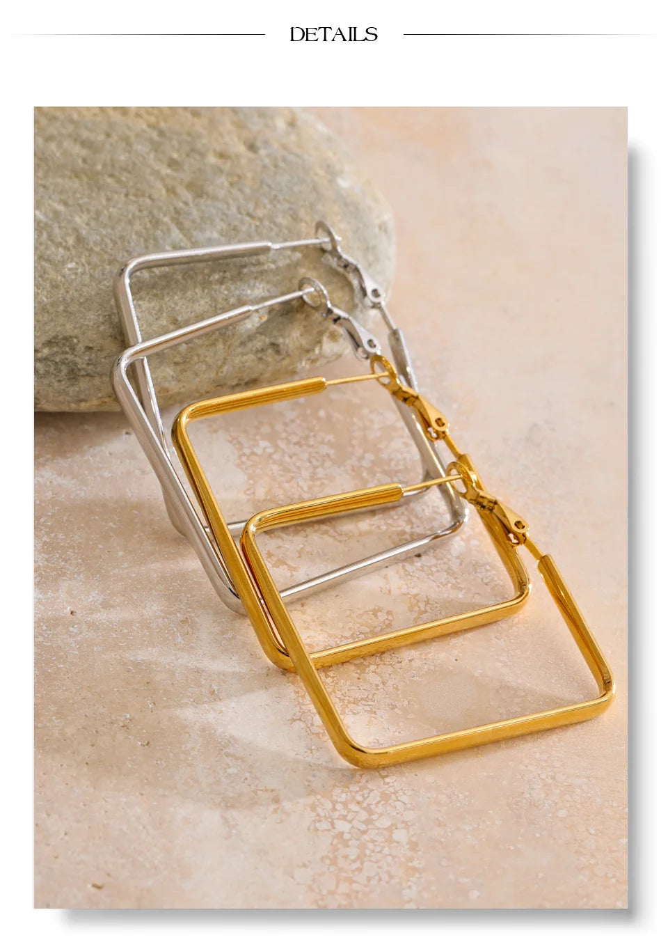 Geometric earrings in gold-plated stainless steel.