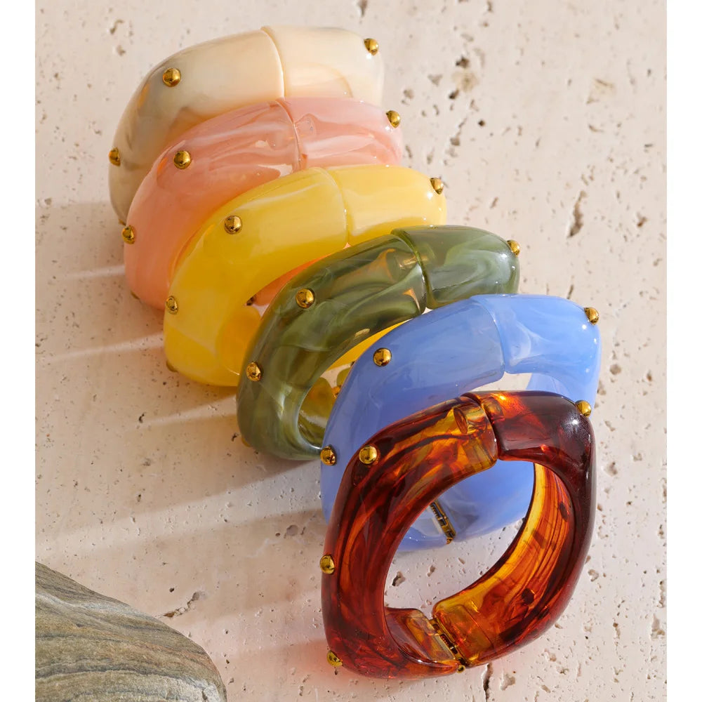 Resin Acrylic Geometric Bracelet — Gold-Plated Stainless Steel with Resin and Acrylic · PS1469