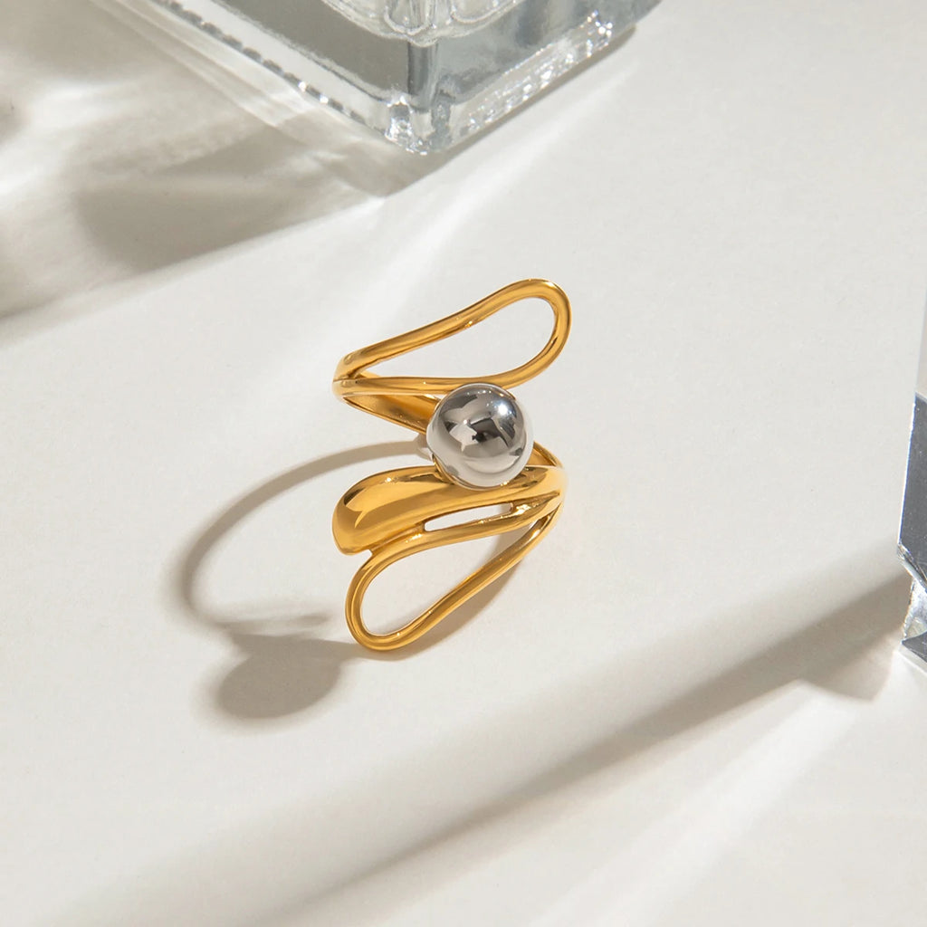 Two-Tone Steel Ball Ring — Stainless Steel · PS370