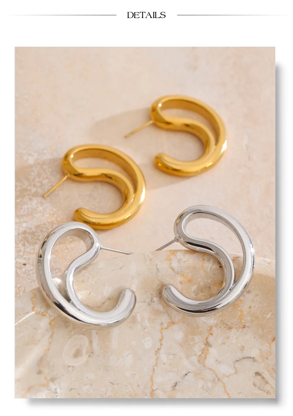 Geometric earrings in gold-plated stainless steel.
