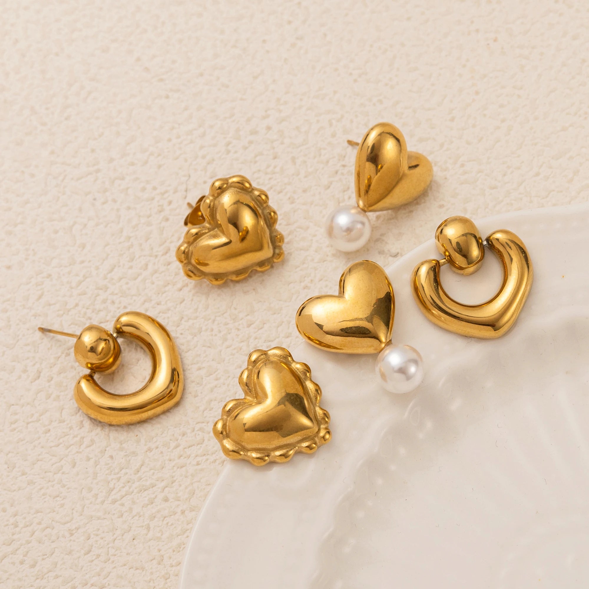Irregular Love Pearl Earstuds INS Design Trendy Gold Plated 18K Gold Color Preserved Women's Gift