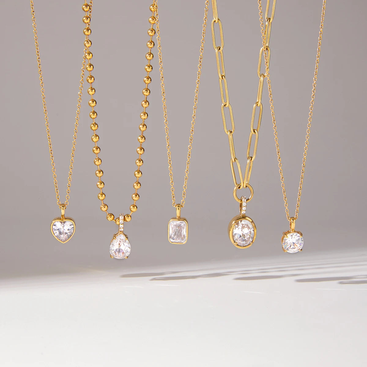 Heart Geometric Necklace — Stainless Steel · PS314