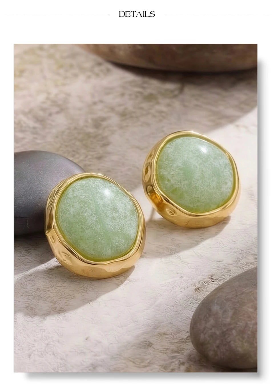 White resin acrylic earrings in gold-plated stainless steel with resin and acrylic.