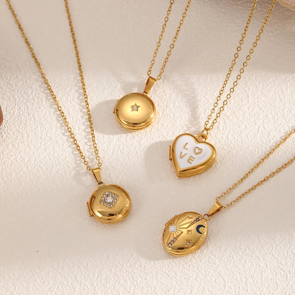 Personality Design Stainless Steel Can Be Opened And Closed Oval Photo Album necklace Valentine Gift for Her