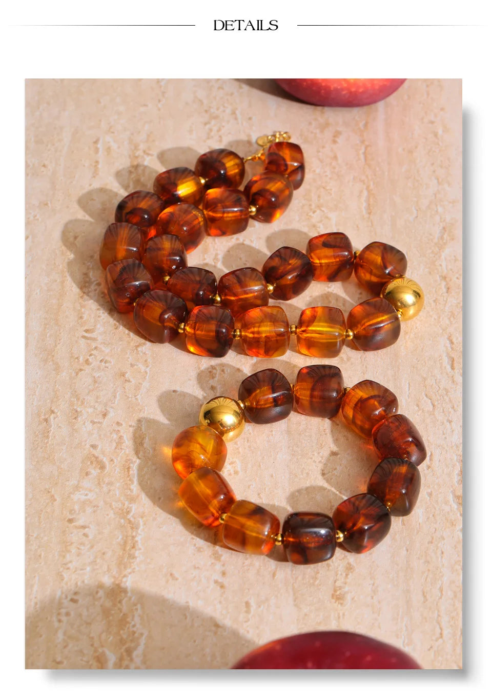 Acrylic Beaded Geometric Necklace — Gold-Plated Stainless Steel with Acrylic · PS2198