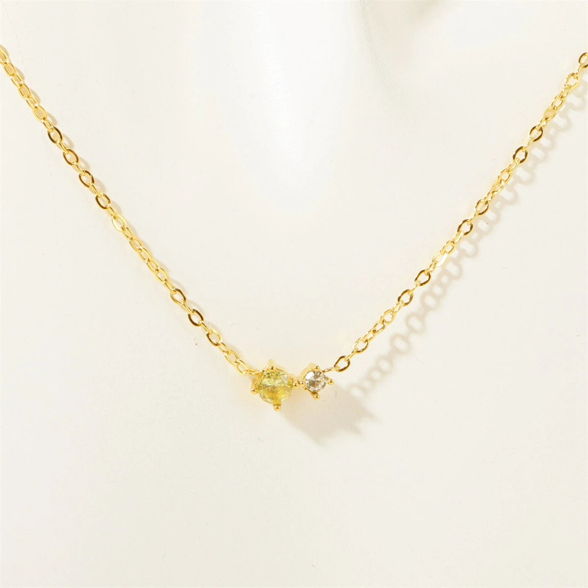 Titanium Steel 12 Birthday Stone Zircon Vintage Art Necklace Collar Chain High Color Protection 18K Gold Plated Necklace