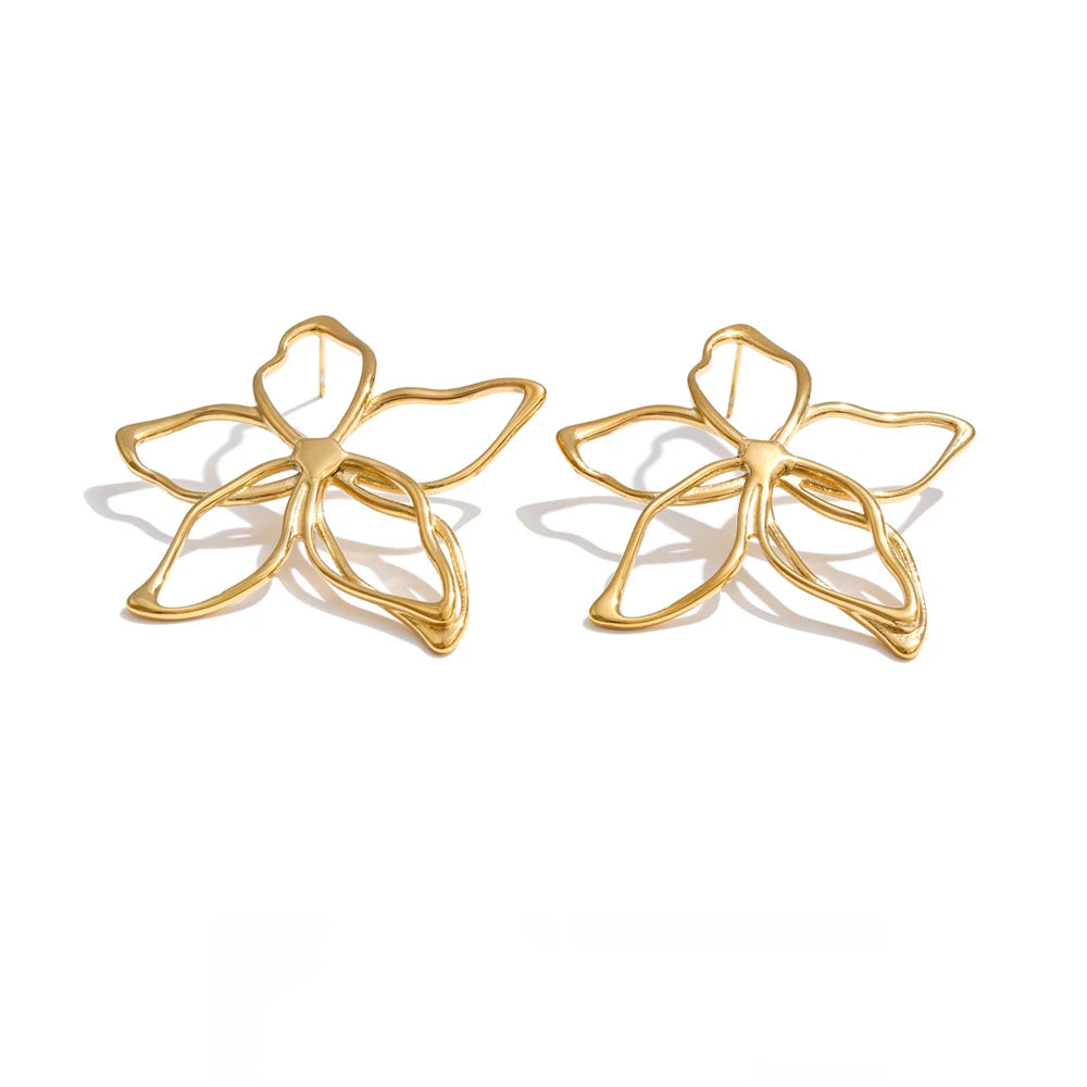 Flower Earrings — Gold-Plated Stainless Steel · PS1533