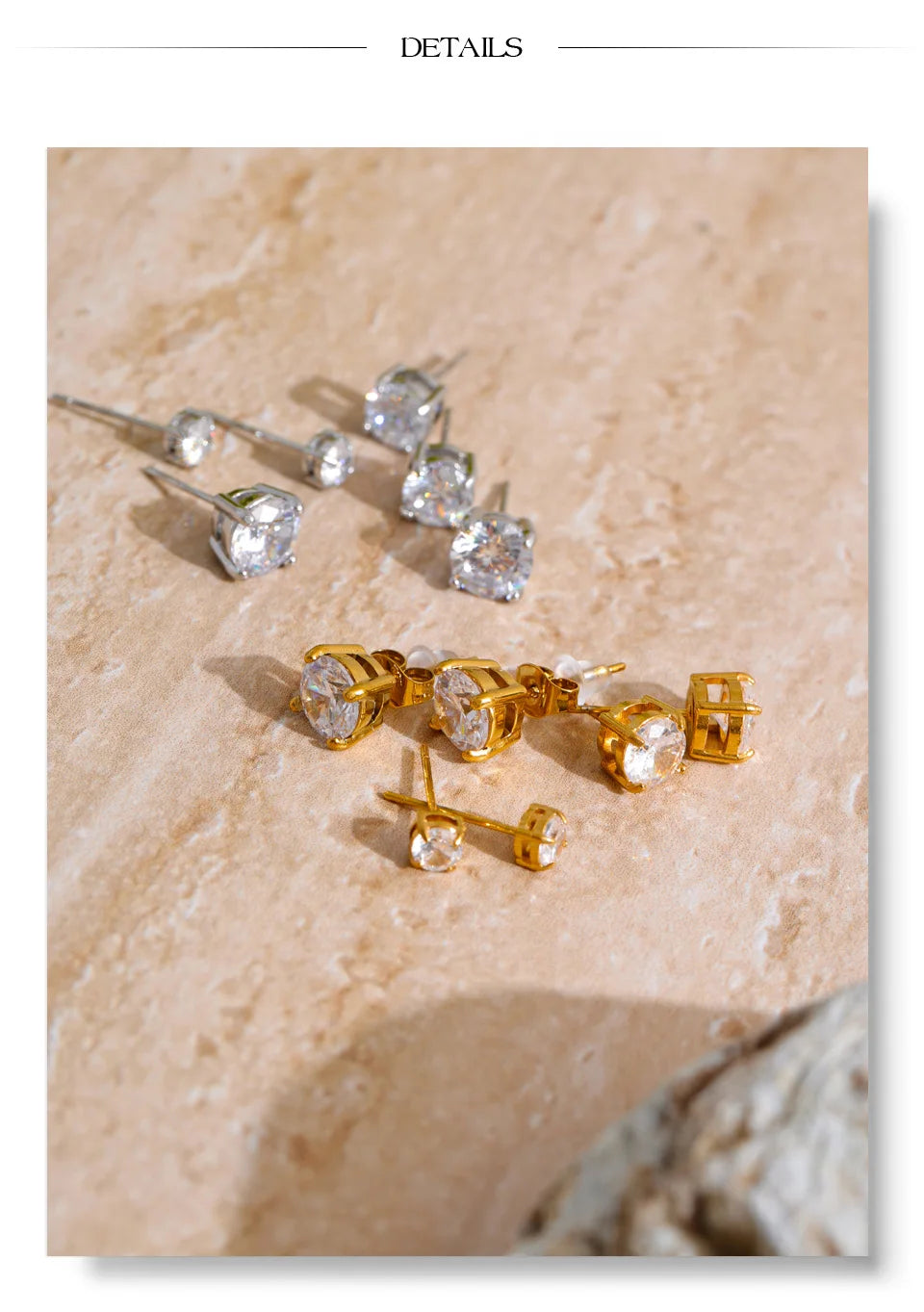 Cubic zirconia geometric earrings in gold-plated stainless steel with cubic zirconia.