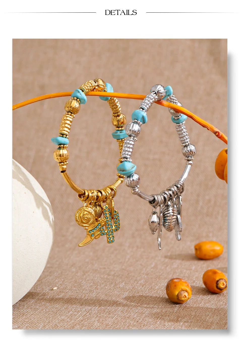 Natural Stone Heart Flower Bracelet — Gold-Plated Stainless Steel with Natural Stone · PS1139