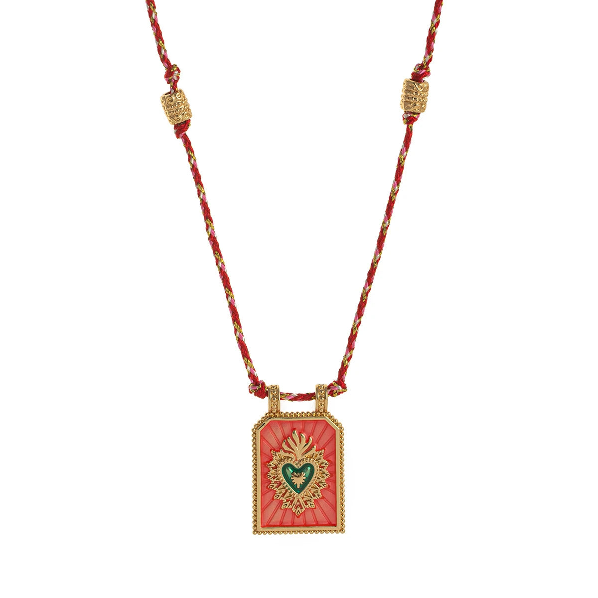 Minimally colored heart tarot card pendant necklace, women's collarbone chain, gold-plated and color preserving