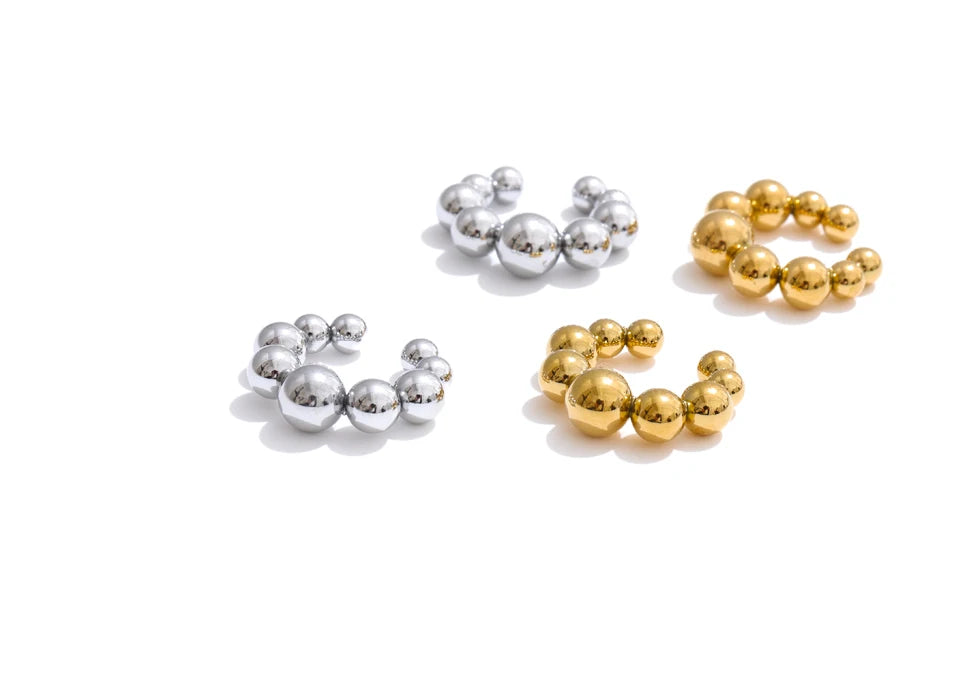 Beaded Geometric Earrings — Gold-Plated 316L Stainless Steel · PS2155