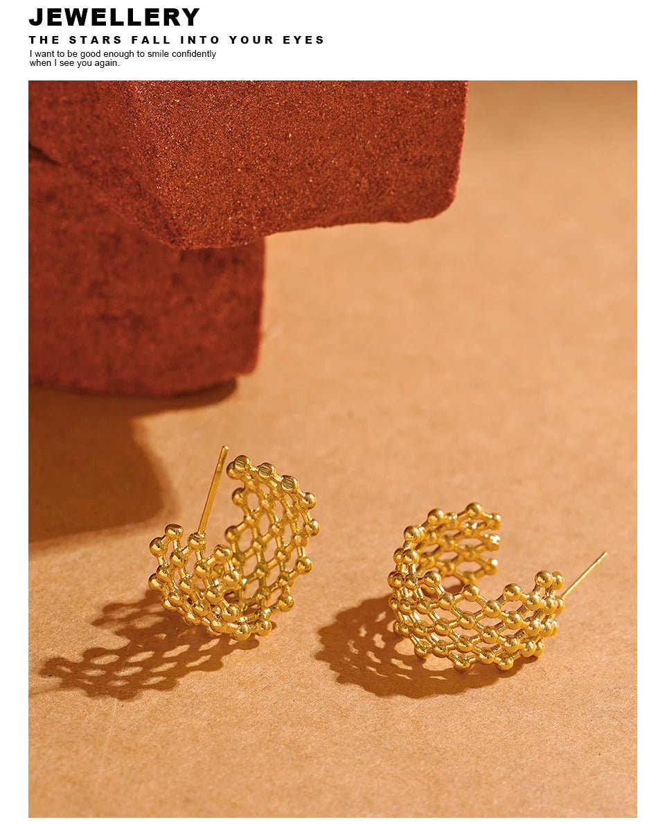 Geometric Earrings — Gold-Plated Stainless Steel · PS1597