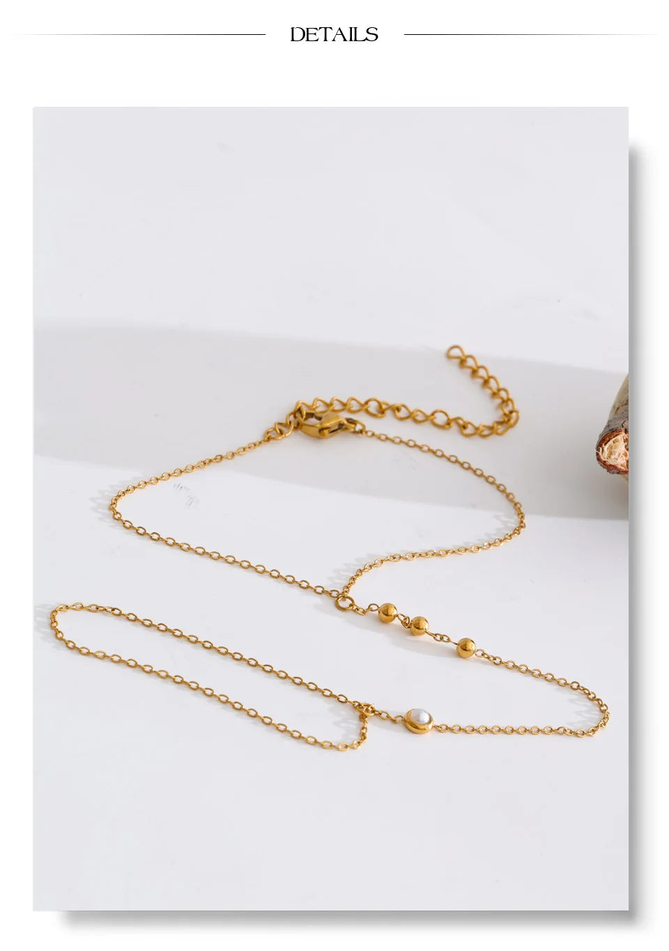 Cubic Zirconia Pearl Geometric Bracelet — Gold-Plated Stainless Steel with Pearl and Cubic Zirconia · PS1349