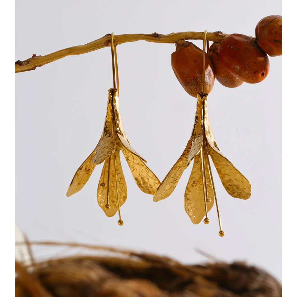 Flower Earrings — Gold-Plated Stainless Steel · PS1373