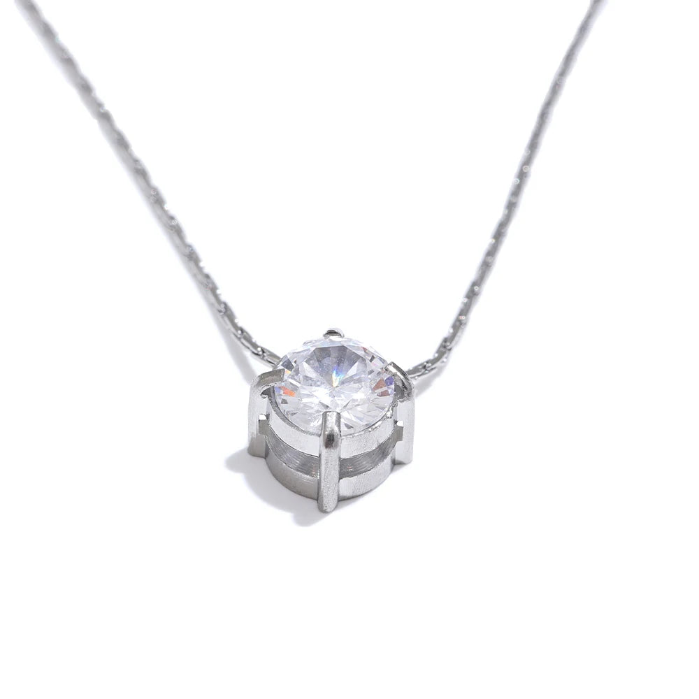 Cubic zirconia geometric necklace in gold-plated stainless steel with cubic zirconia.