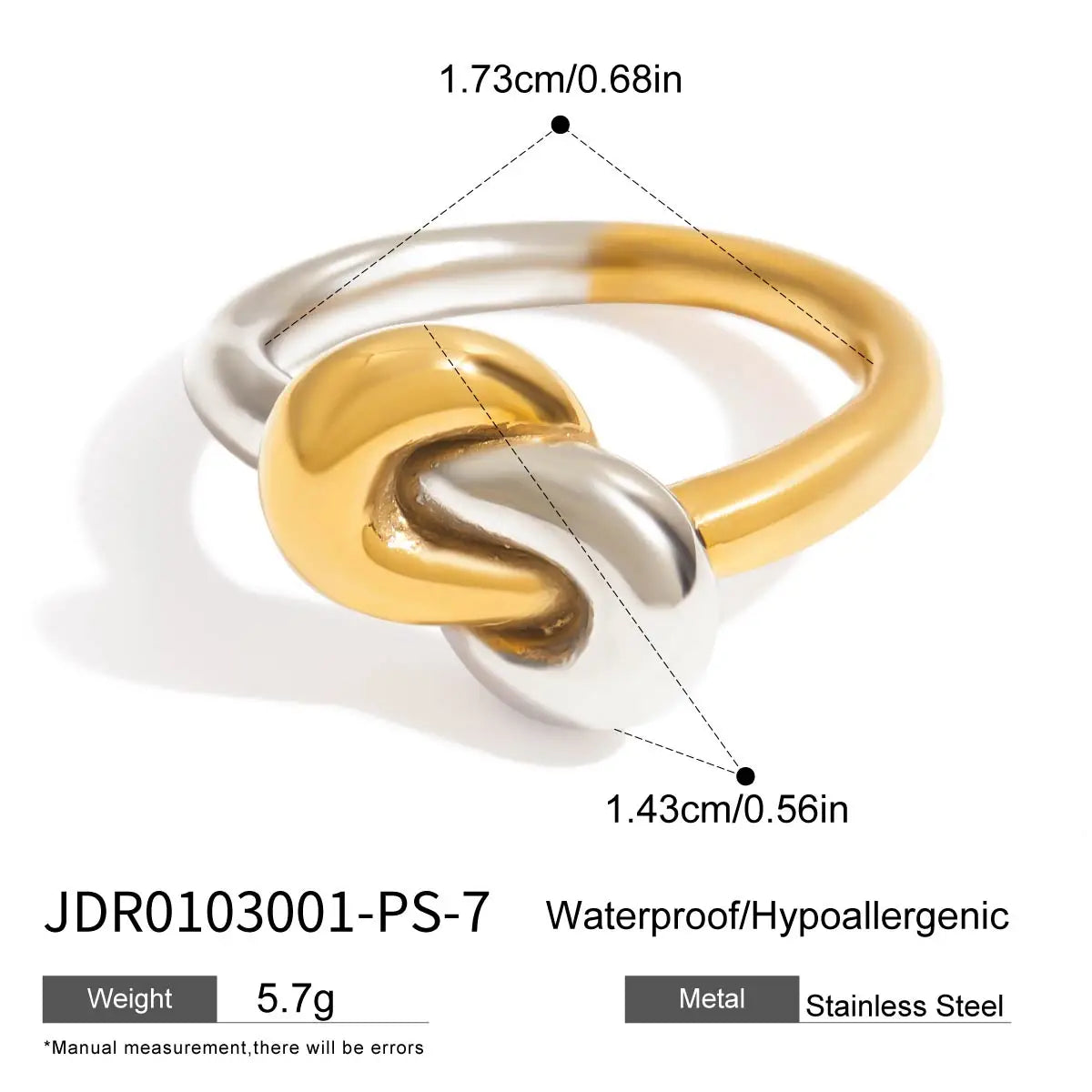 Two-Tone Hollow Irregular Ring — Stainless Steel · PS363