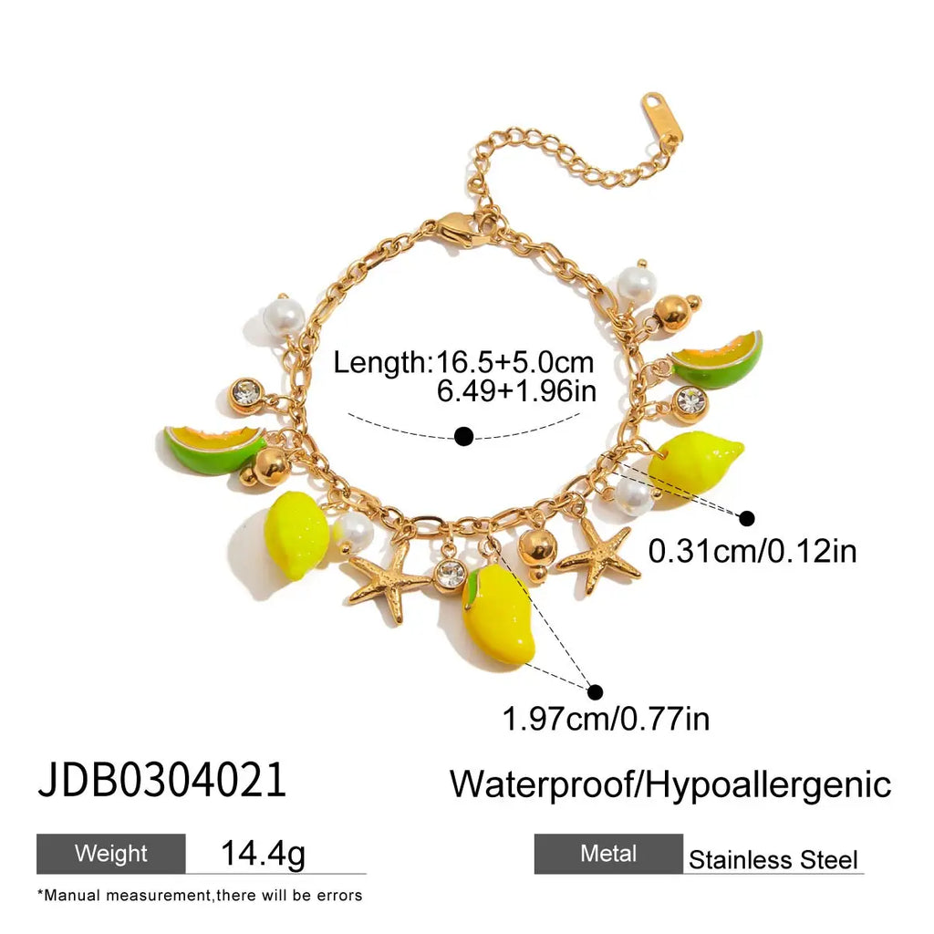 Lemon Charm Bracelet — Stainless Steel · PS019
