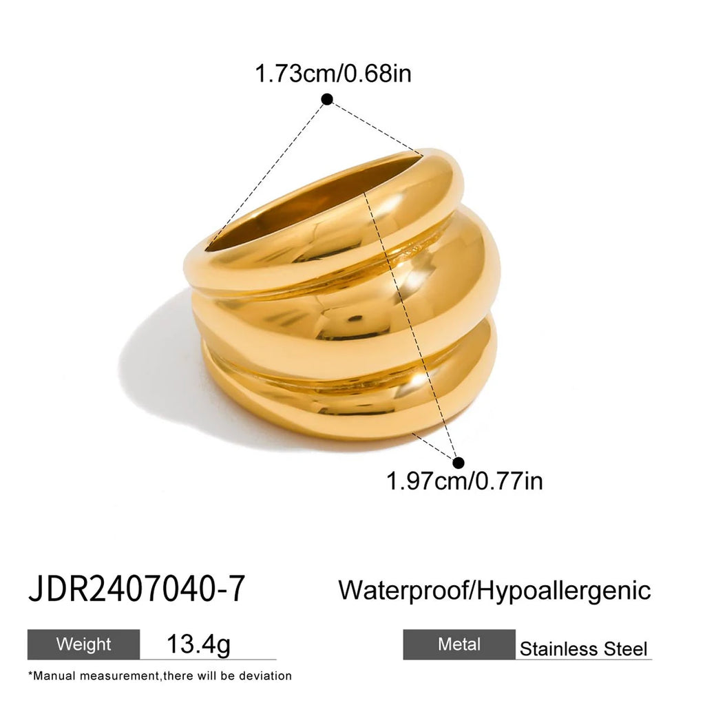 Two-Tone Dome Ring Stack — Stainless Steel · PS261
