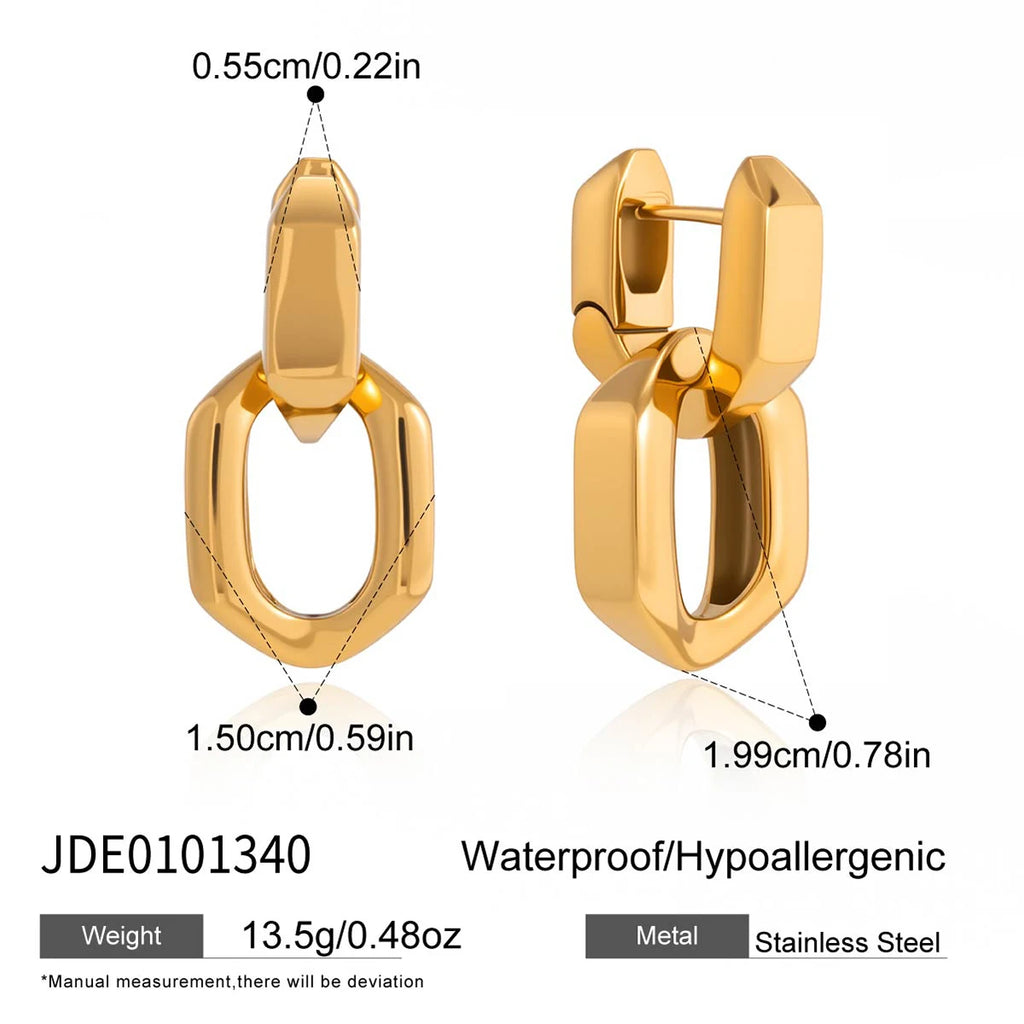 Two-Tone Pet Geometric Earrings — Stainless Steel · PS369