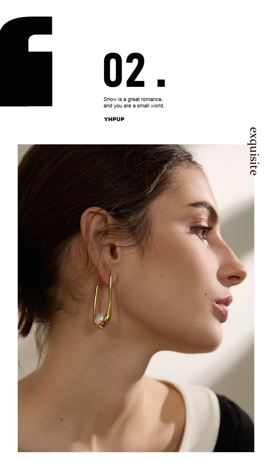Pearl minimalist geometric earrings in gold-plated stainless steel with pearl.