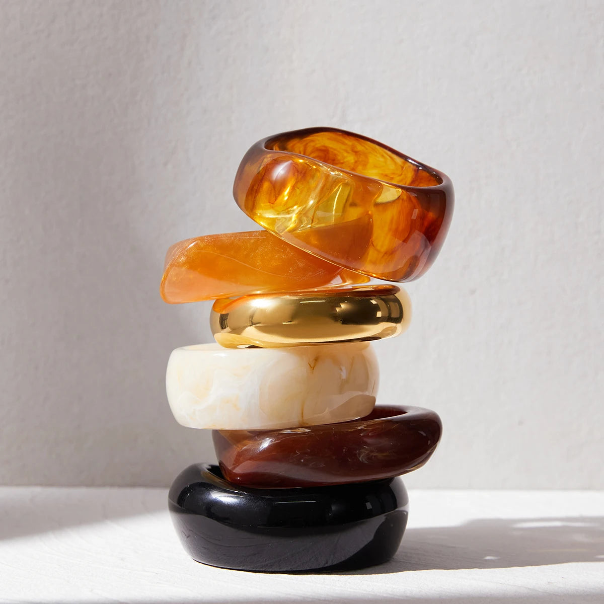Amber Resin Wide Bracelet — Stainless Steel · PS277