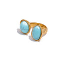 Red natural stone vintage ring in 18K gold-plated stainless steel with natural stone.