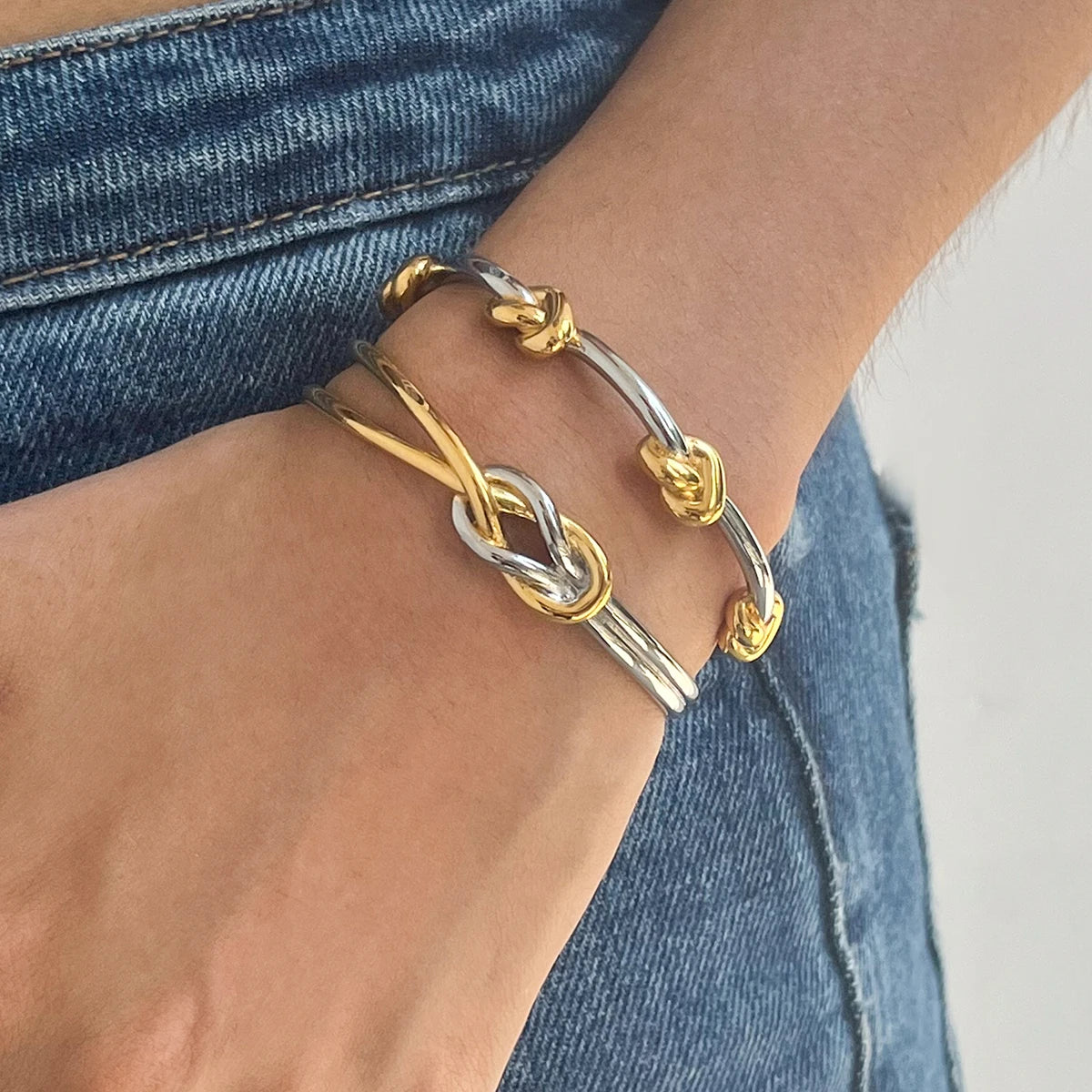 Two-Tone Knot Bracelet — Stainless Steel · PS366