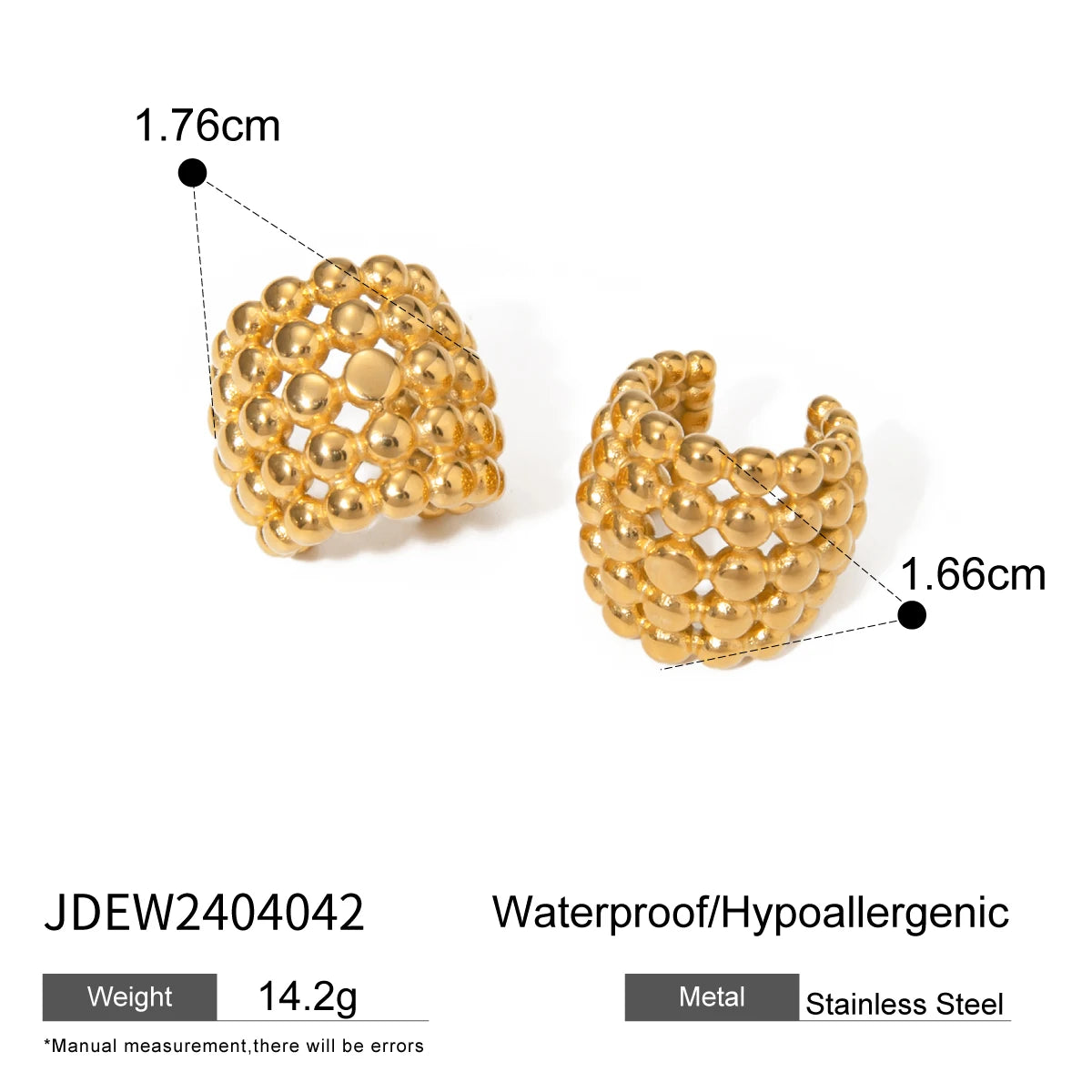 Thick Ear Clip Earrings — Stainless Steel
