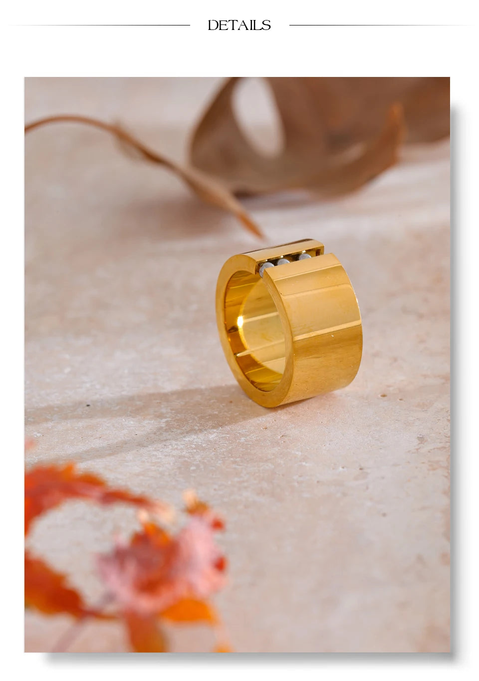 Geometric ring in gold-plated stainless steel.