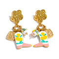 Flower Earrings — Gold-Plated Stainless Steel · PS1090