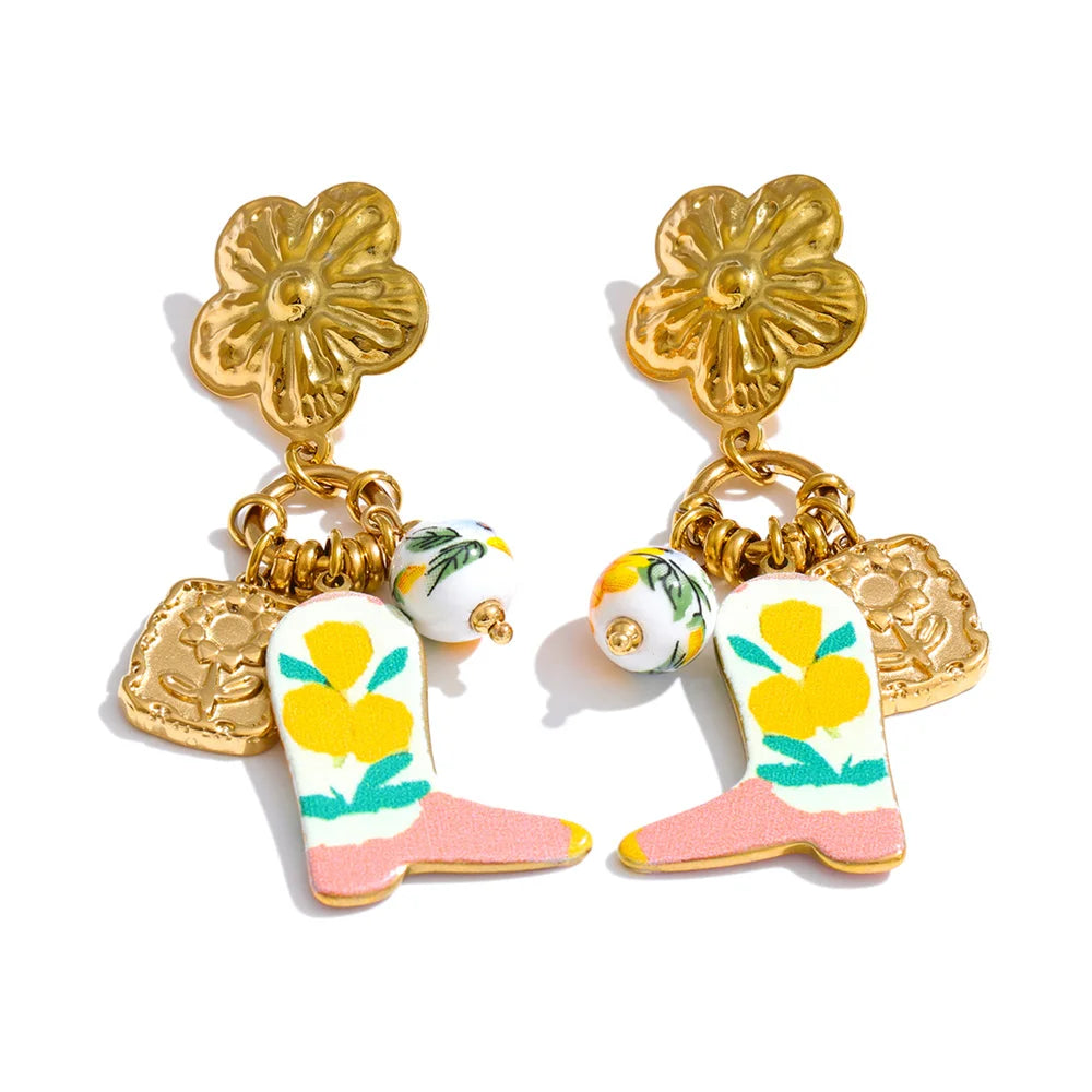 Flower Earrings — Gold-Plated Stainless Steel · PS1090