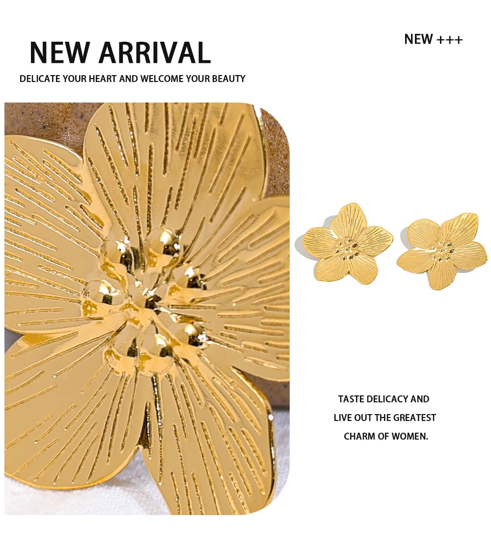 Stud Earrings Flower Vintage — 316L Stainless Steel · PS477