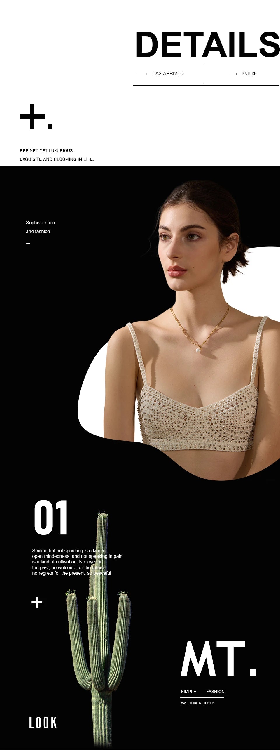 Pearl beaded geometric necklace in gold-plated stainless steel with pearl.