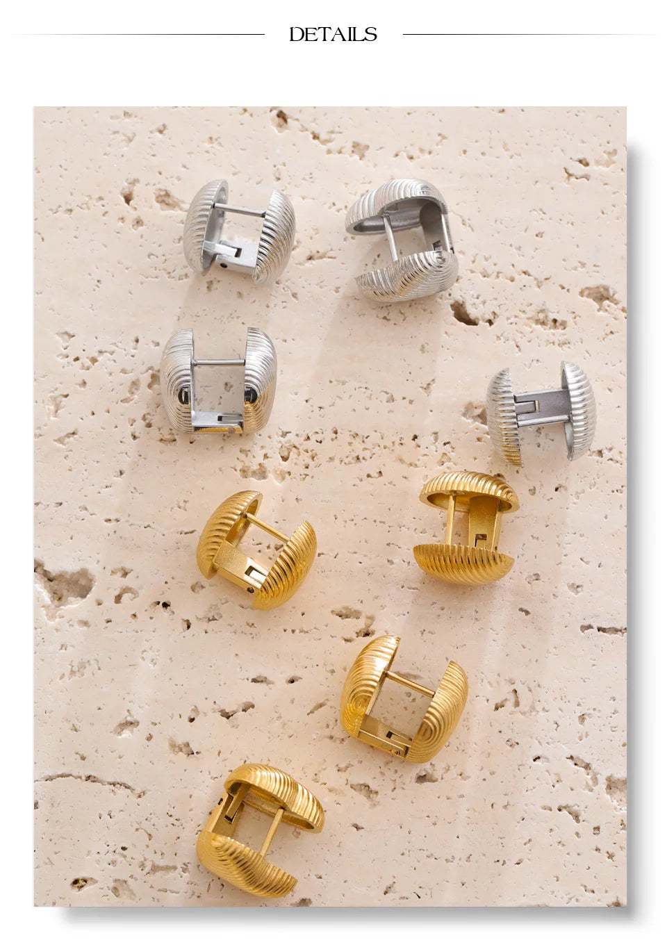 Heart minimalist geometric earrings in gold-plated stainless steel.