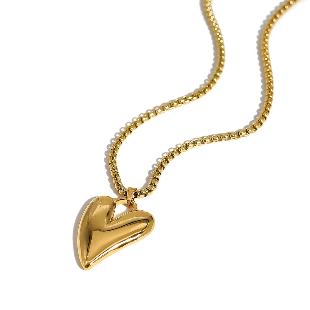 Irregular Heart Pendant Necklace — 316L Stainless Steel · PS409