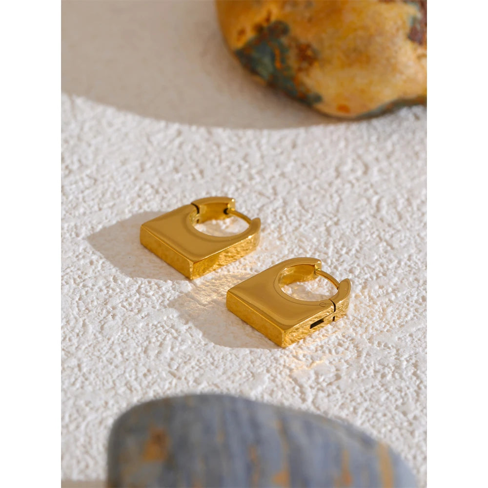 Geometric earrings in gold-plated stainless steel.