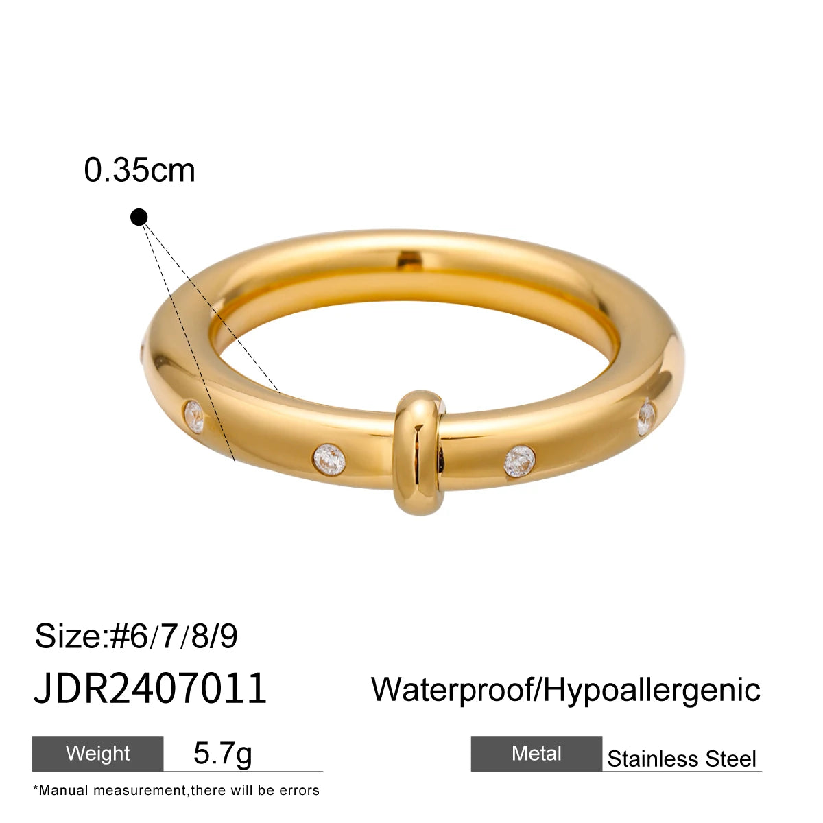 Crystal Bar Ring — Stainless Steel · PS226