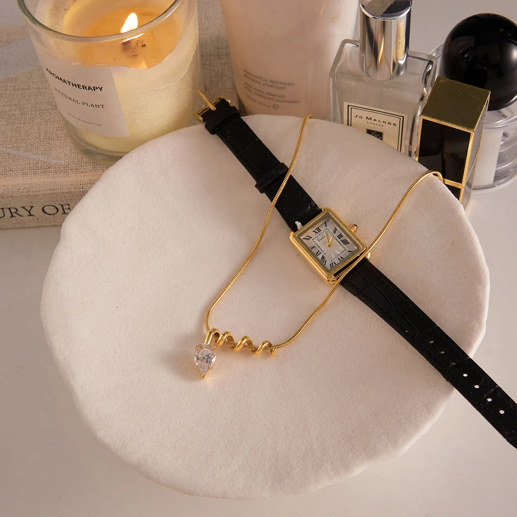 CZ Drop Pendant Necklace — Stainless Steel · PS134