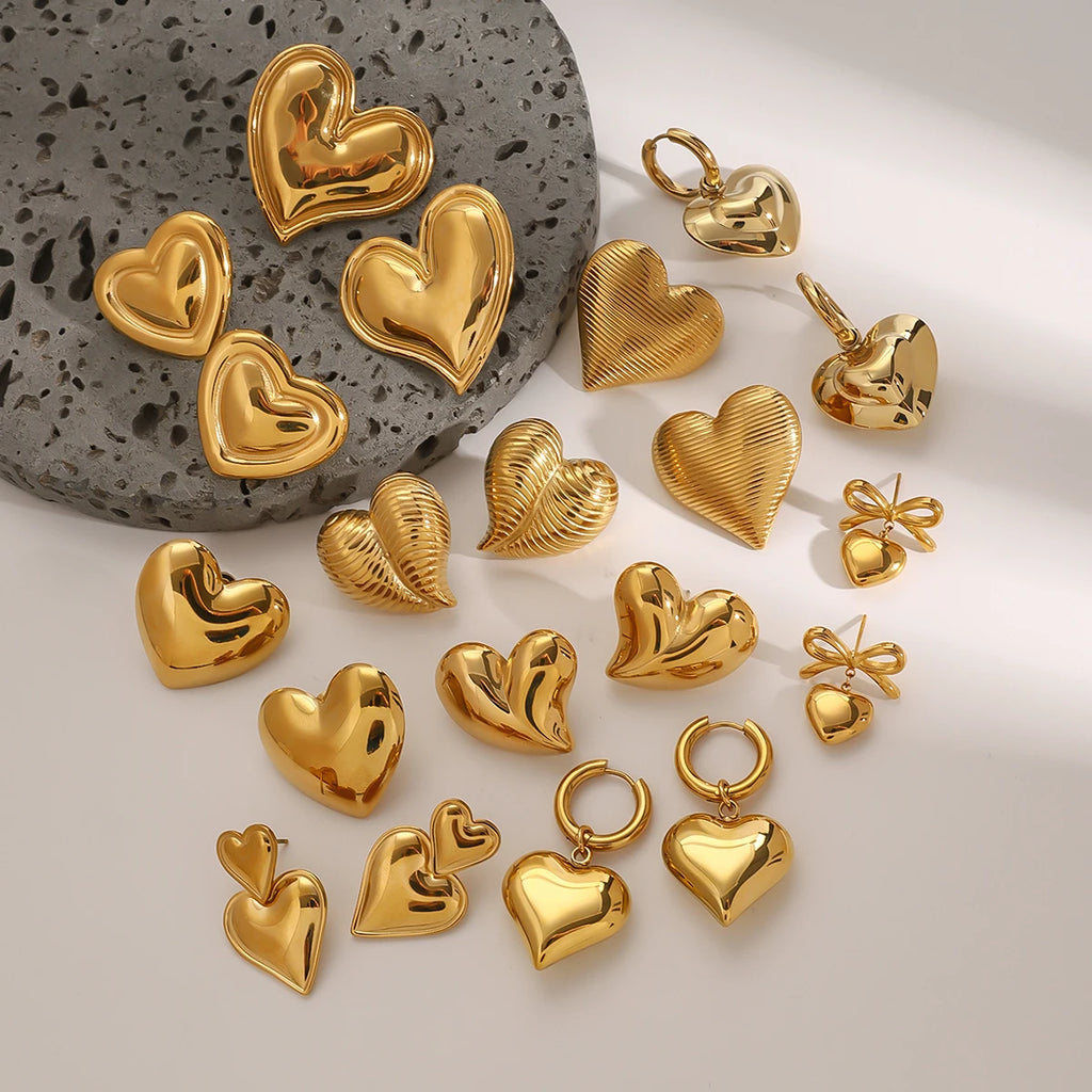 Mini Heart Stud Earrings — Stainless Steel · PS063