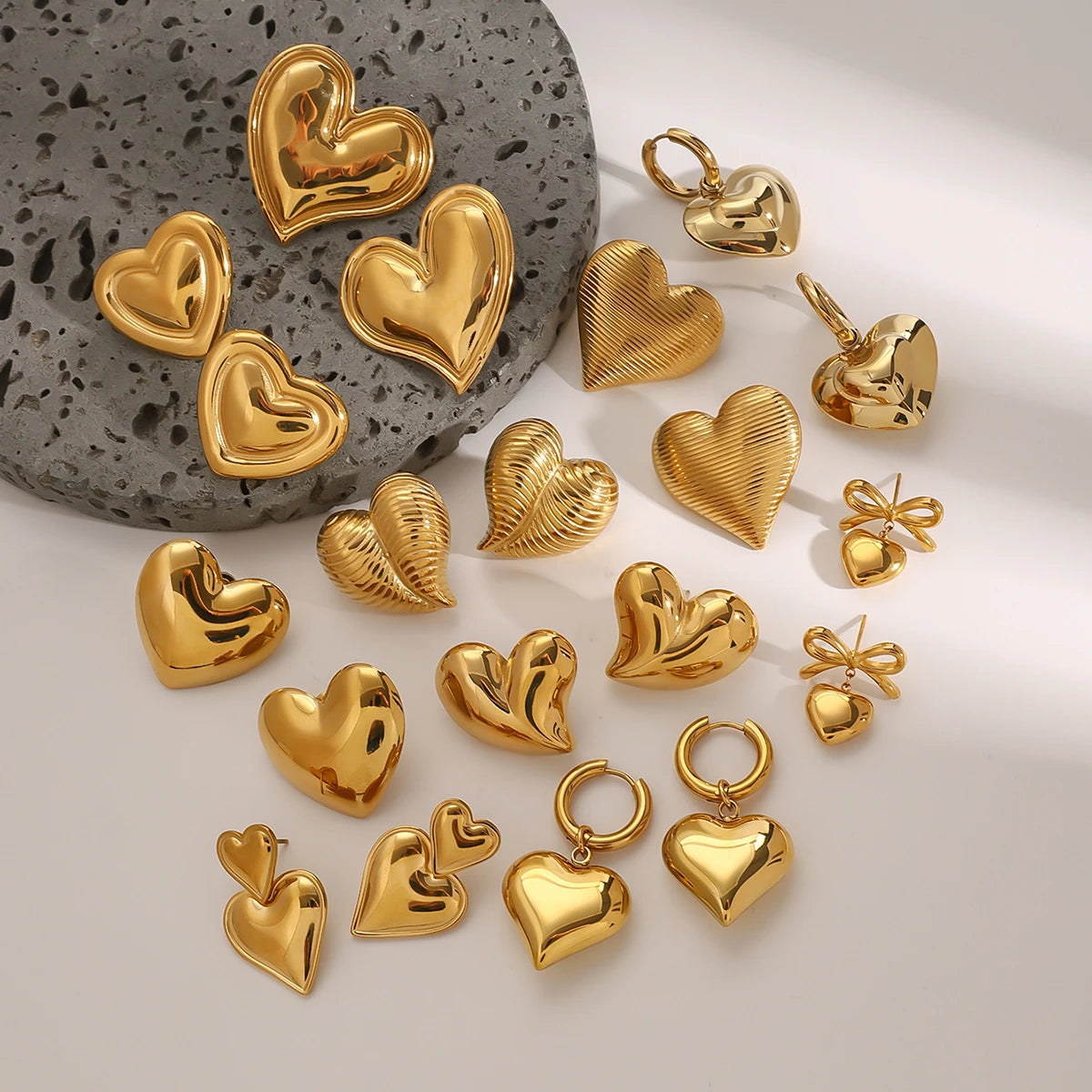 Mini Heart Stud Earrings — Stainless Steel · PS063
