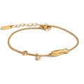 Cubic Zirconia Geometric Chain Bracelet — Gold-Plated Stainless Steel with Cubic Zirconia · PS1063