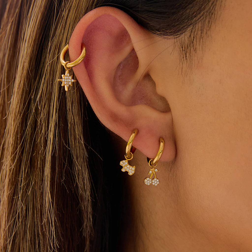 Cherry Star Cross Earrings — Stainless Steel · PS290