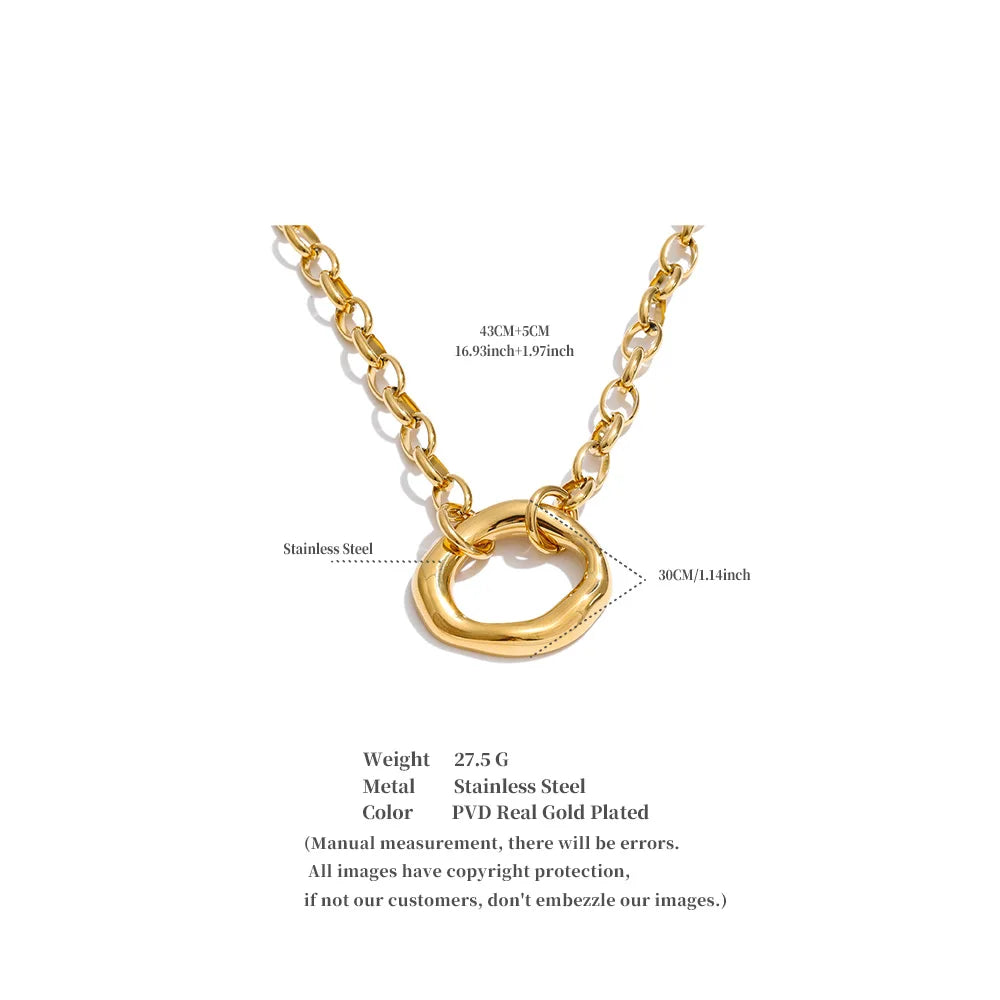 Coin geometric necklace in gold-plated stainless steel.