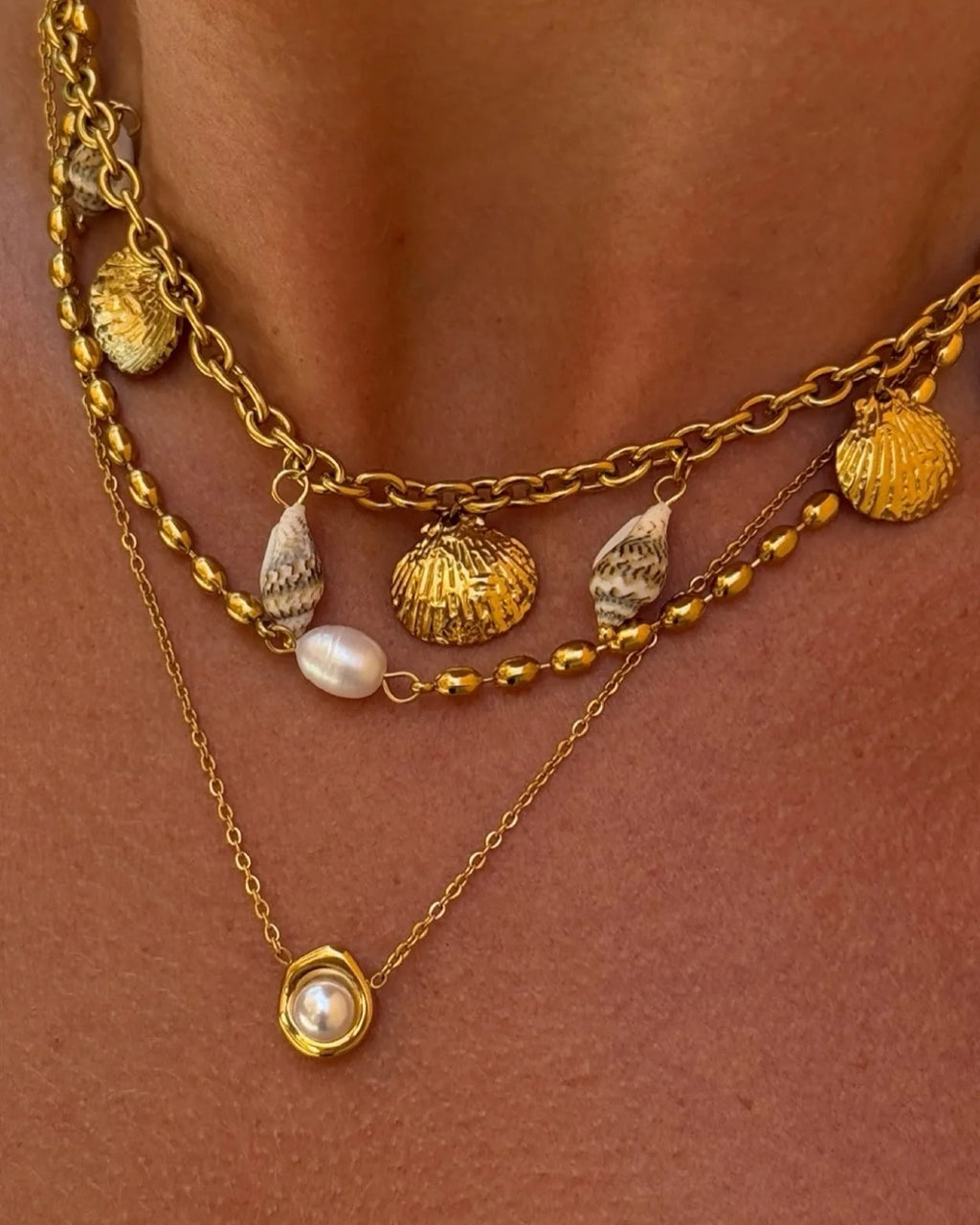Pearl Chain Necklace — Stainless Steel · PS331
