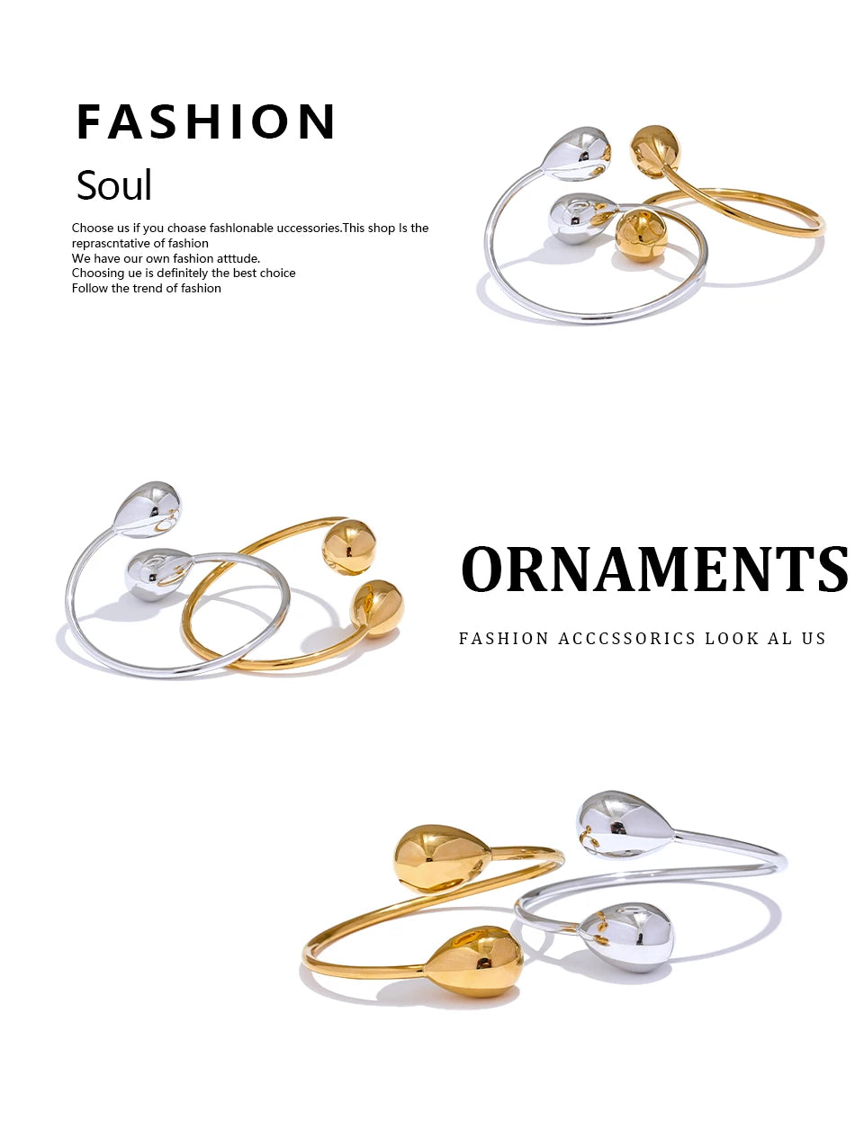 Geometric bracelet in gold-plated stainless steel.
