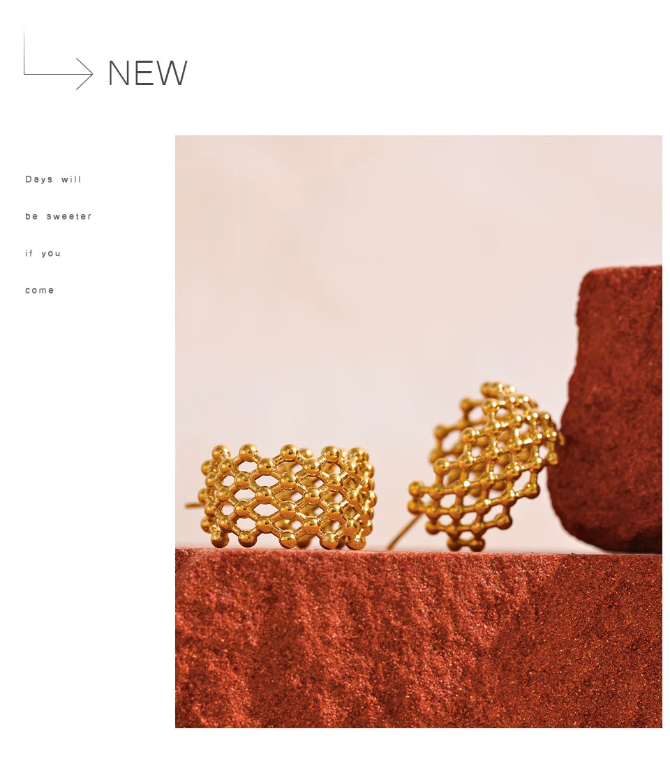 Geometric Earrings — Gold-Plated Stainless Steel · PS1597