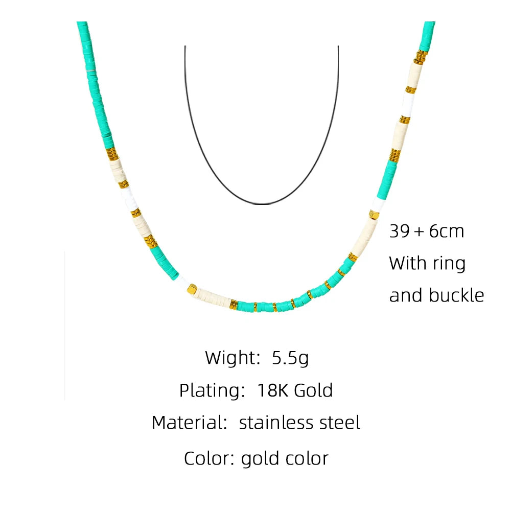 Colorful Acrylic Beaded Necklace — 316L Stainless Steel · PS437