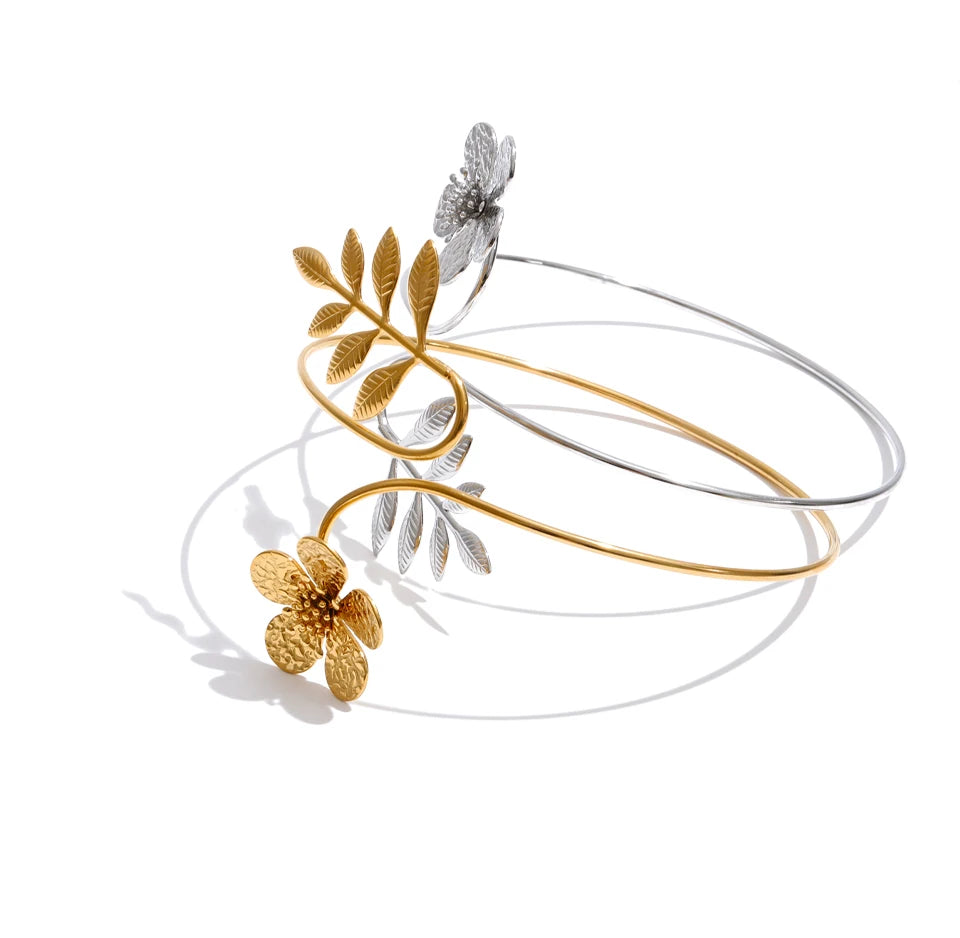 Flower Geometric Bracelet — Gold-Plated Stainless Steel · PS1394