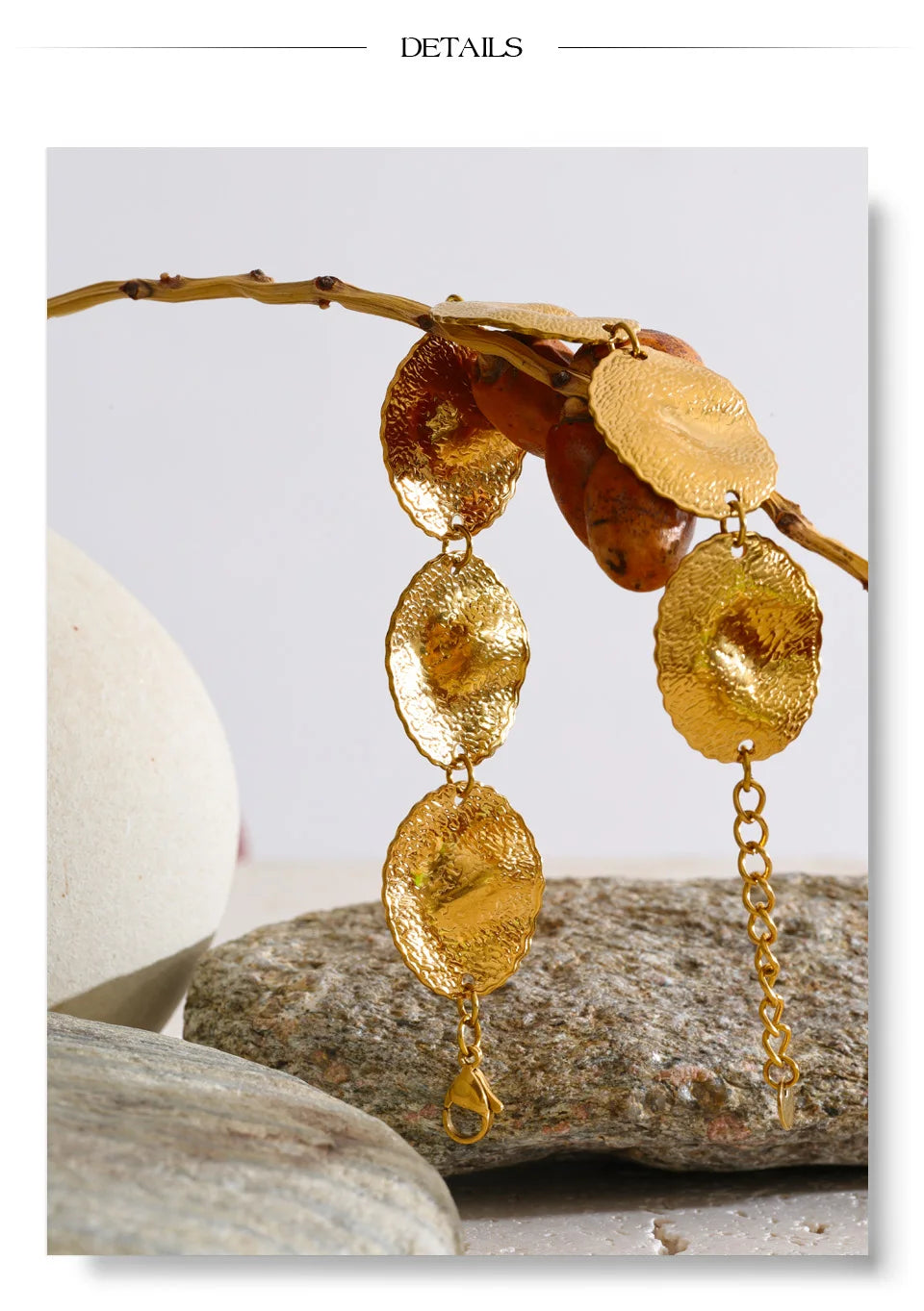 Hammered Geometric Bracelet — Gold-Plated Stainless Steel · PS1343